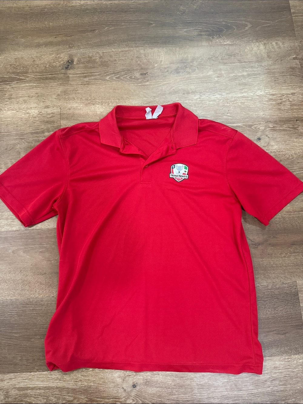 Red Short-Sleeve Polo Shirt with Embroidered Crest